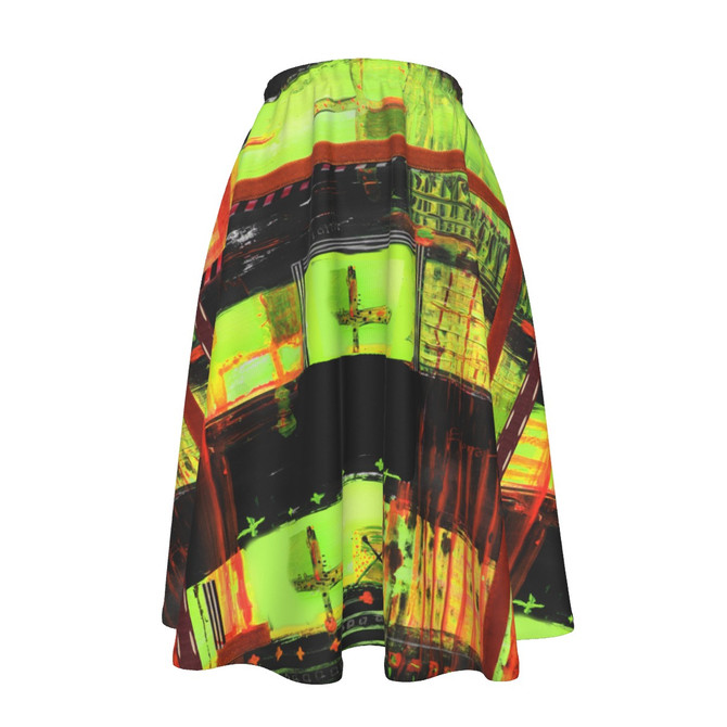 Chartuese flare Skirt With Pockets