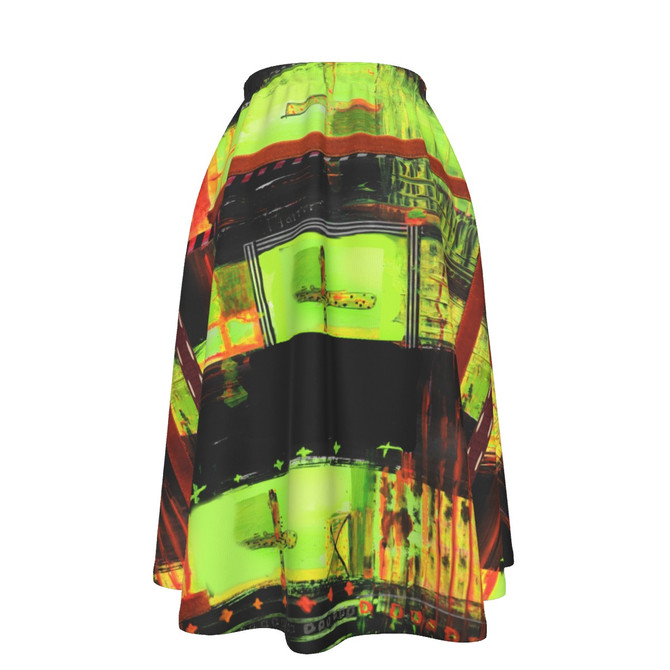 Chartuese flare Skirt With Pockets