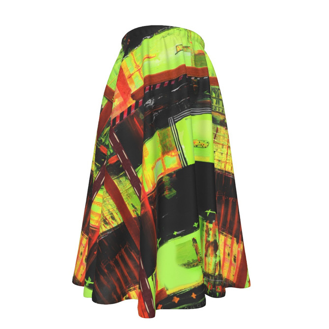 Chartuese flare Skirt With Pockets