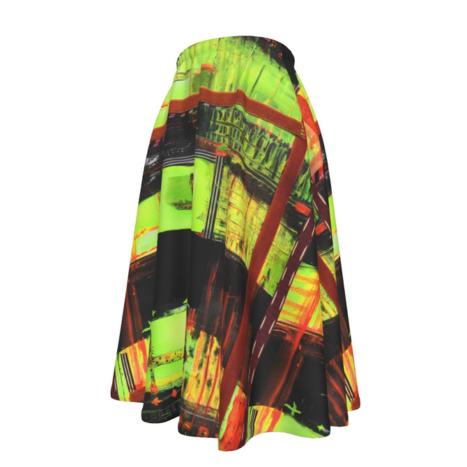 Chartuese flare Skirt With Pockets
