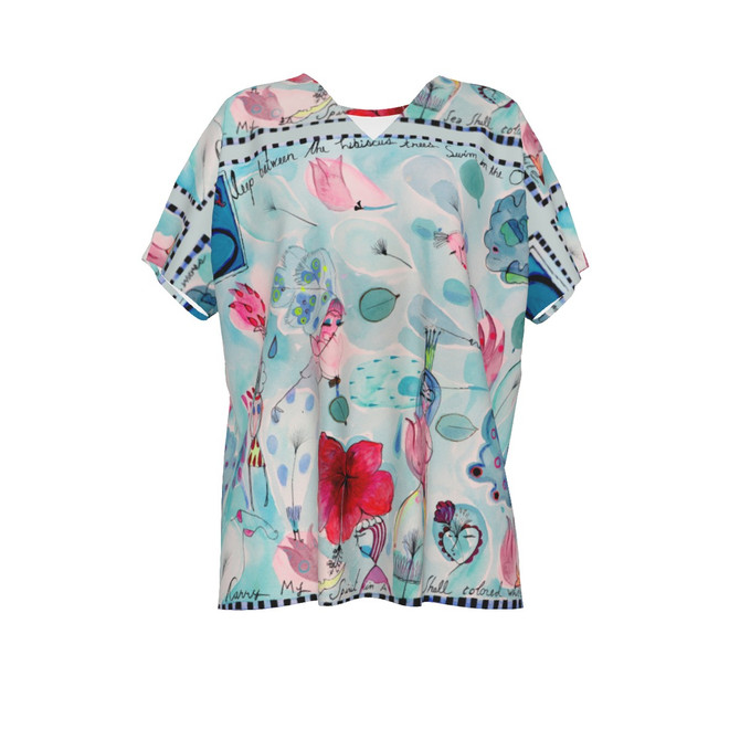 Ocean dreams bat sleeve V neck shirt