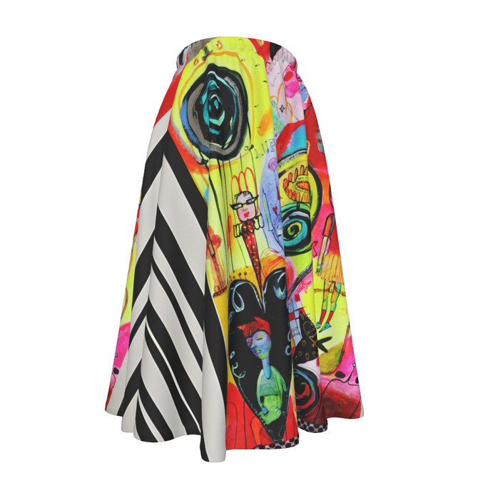 Red sauce flare Skirt With Pockets