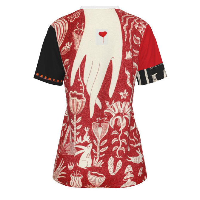 Red rabbit's garden O-Neck T-Shirt