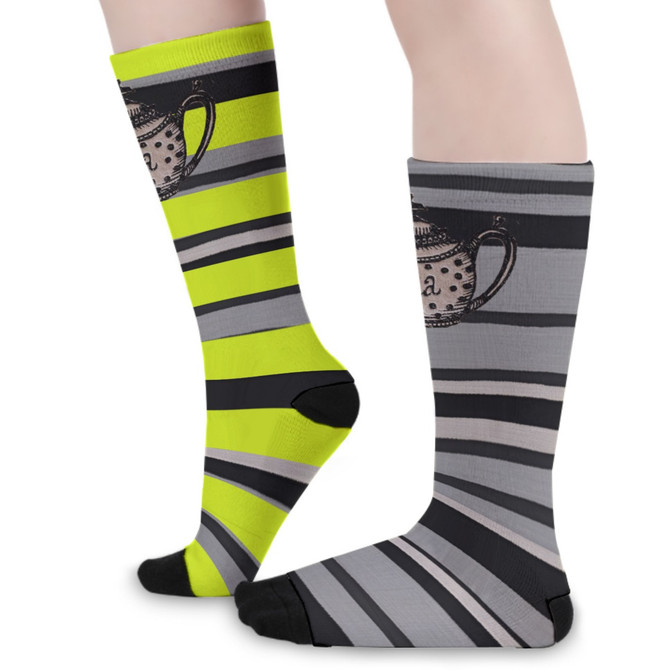 Gray & Chartreuse tea Unisex crew Socks