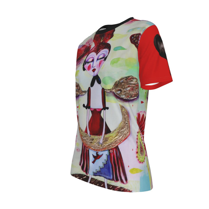 Red harlequin O-neck  tshirt