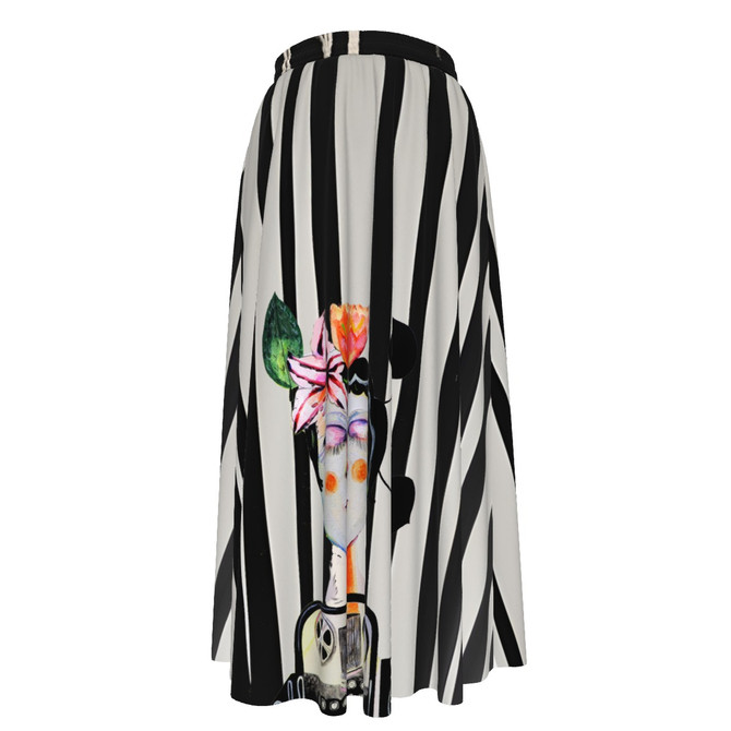 Typewriter Maxi skirt Chiffon with Lining