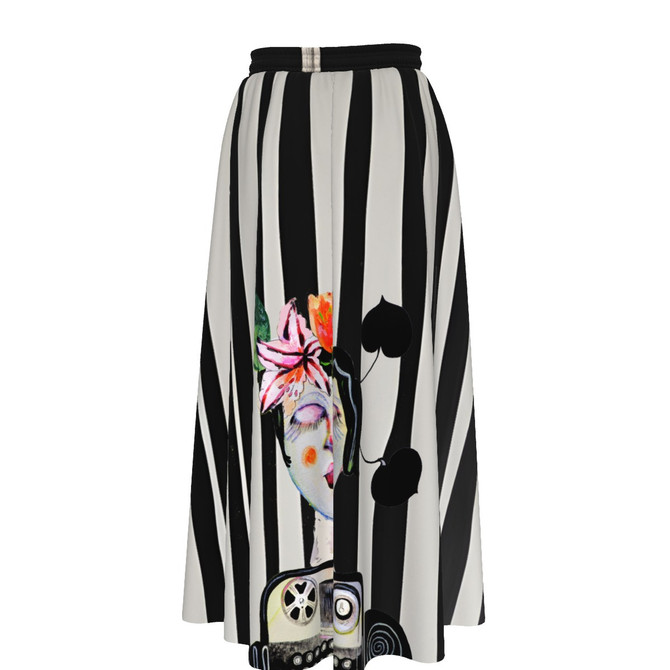 Typewriter Maxi skirt Chiffon with Lining