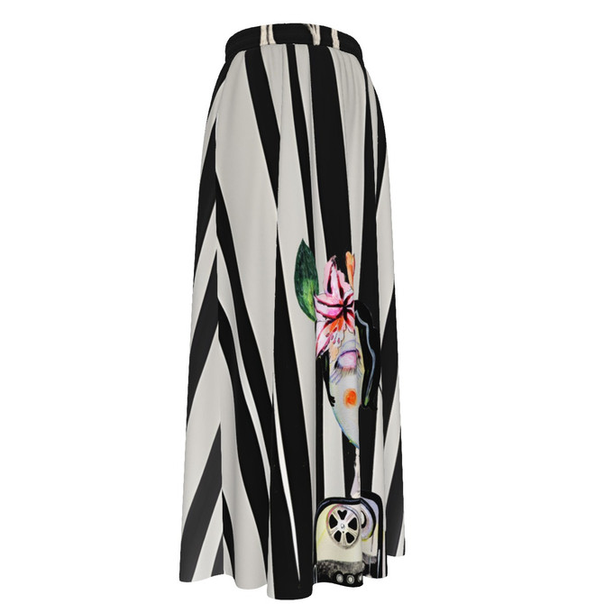 Typewriter Maxi skirt Chiffon with Lining