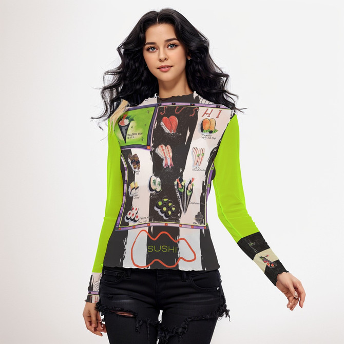 Sushi long sleeve mesh top