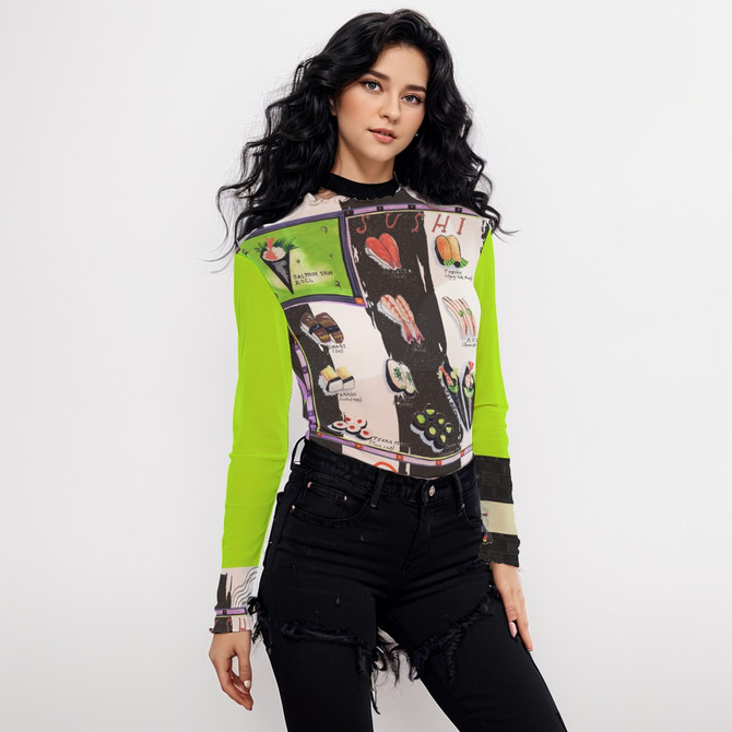 Sushi long sleeve mesh top