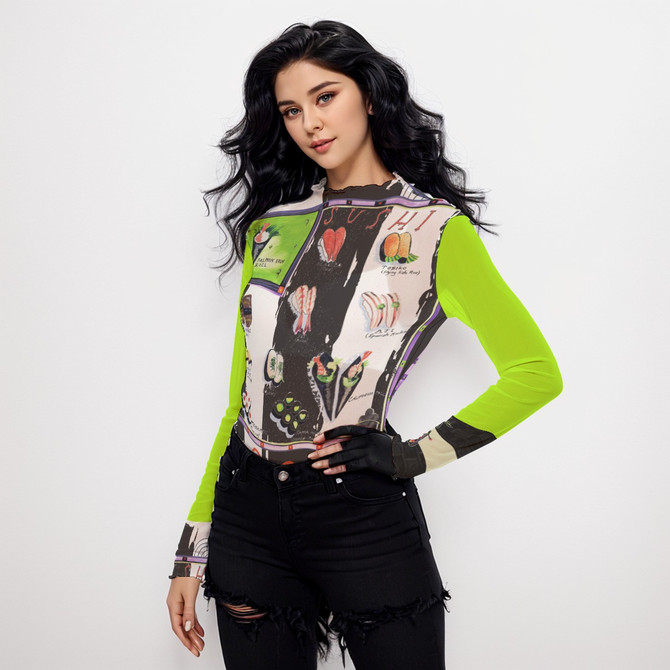 Sushi long sleeve mesh top