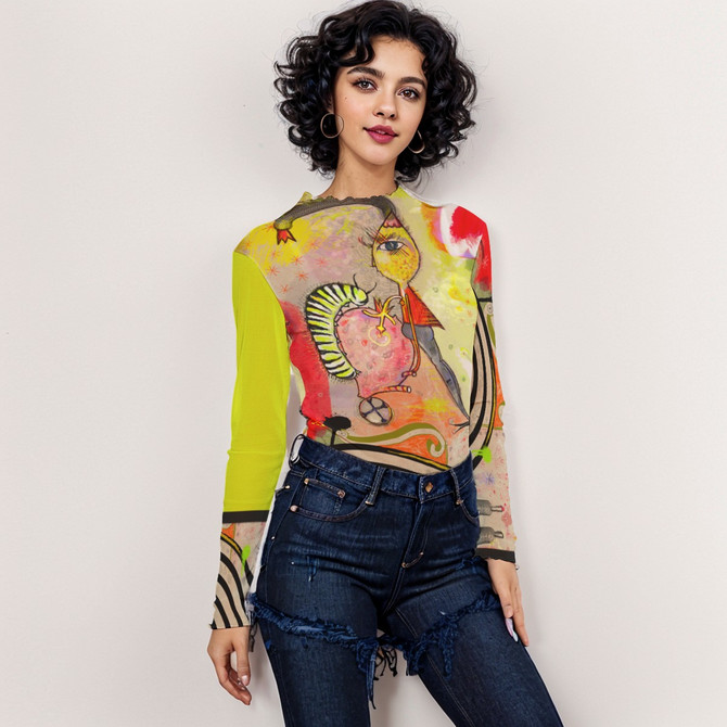 Caterpillar long sleeve mesh top