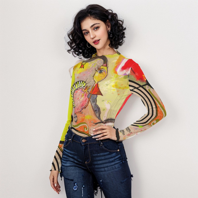 Caterpillar long sleeve mesh top
