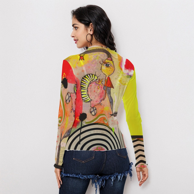 Caterpillar long sleeve mesh top