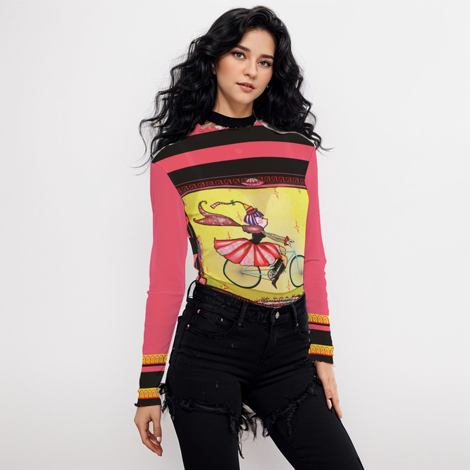 bike girl long sleeve mesh top