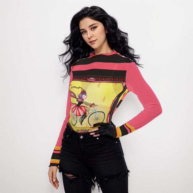 bike girl long sleeve mesh top