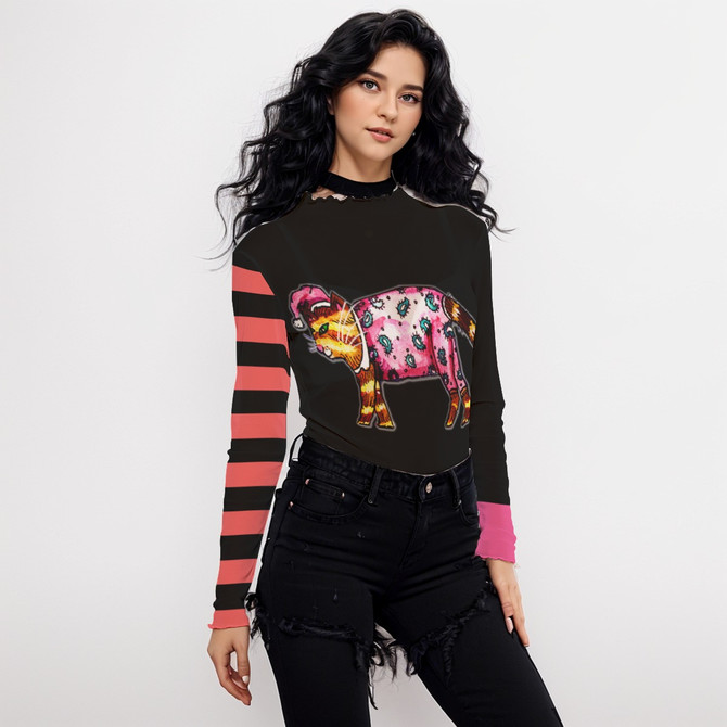 Cat's Pajamas long sleeve mesh top