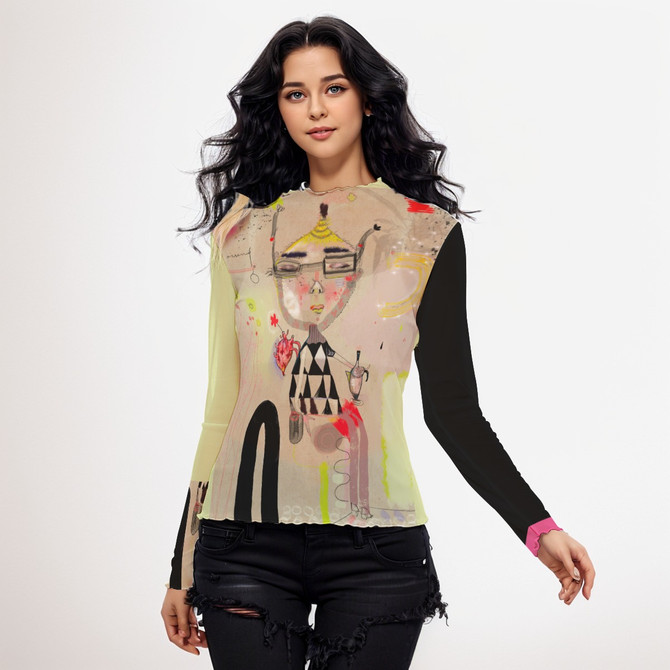 Lemon cafe long sleeve mesh top