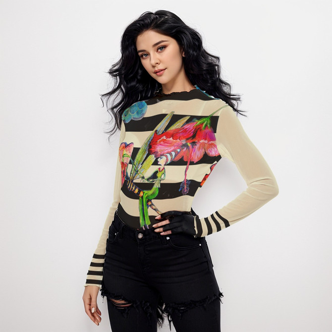 Dragonfly Long Sleeve Mesh Top
