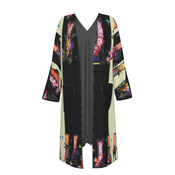 High heel shoe 100% organic cotton long jacket with pockets