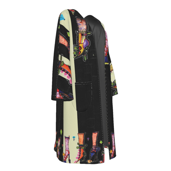 High heel shoe 100% organic cotton long jacket with pockets