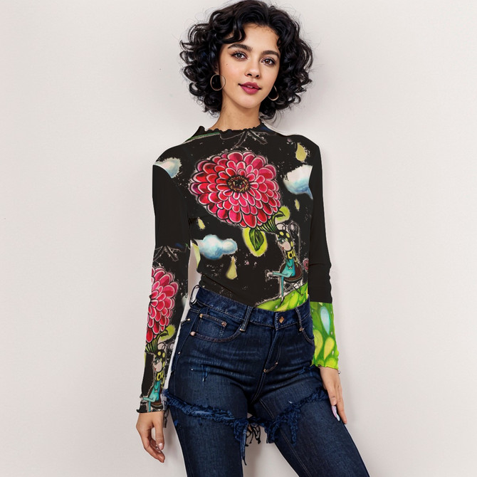 Zinnia long sleeve mesh top