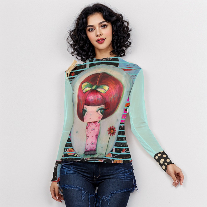 Pixie head long sleeve mesh top