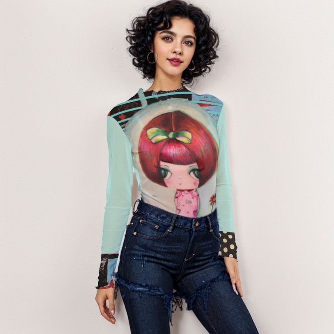 Pixie head long sleeve mesh top