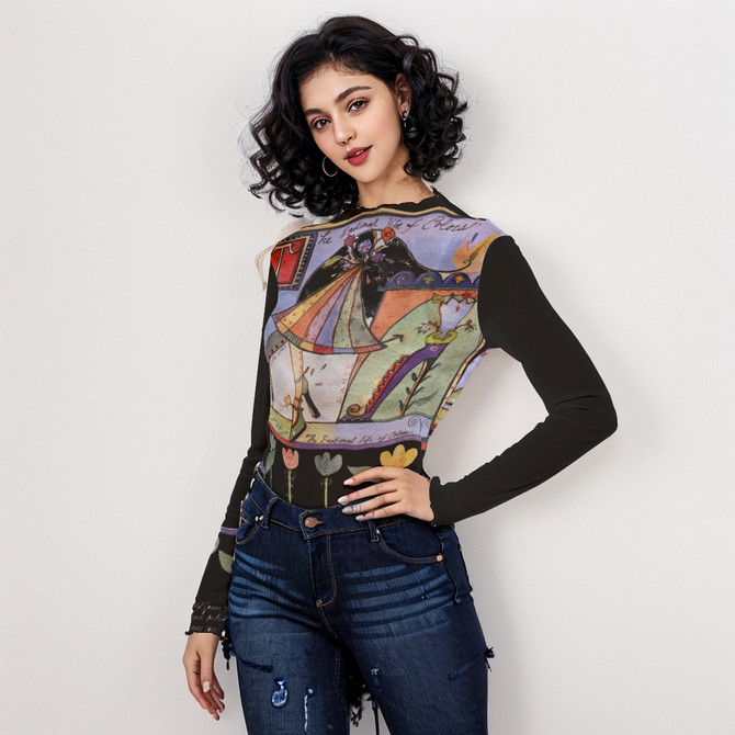 Tulips Long Sleeve Mesh Top