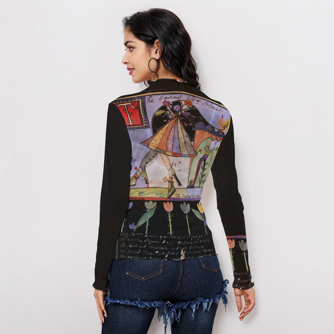 Tulips Long Sleeve Mesh Top