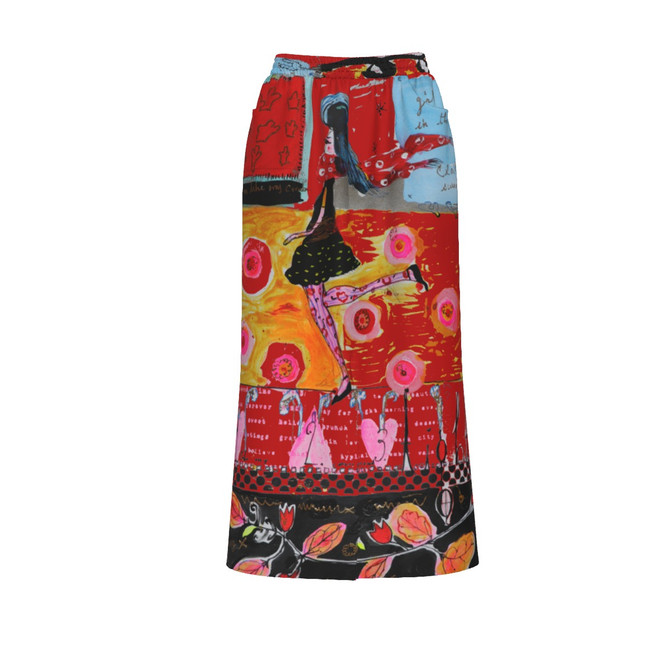 Red girl 100% Organic Cotton Maxi Skirt