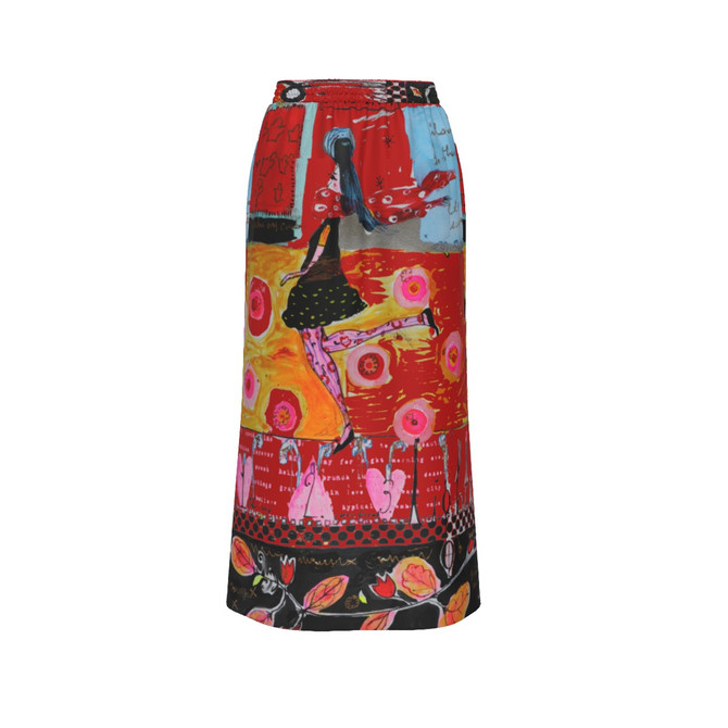 Red girl 100% Organic Cotton Maxi Skirt