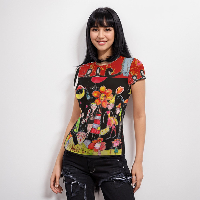 New York Garden short sleeve mesh top