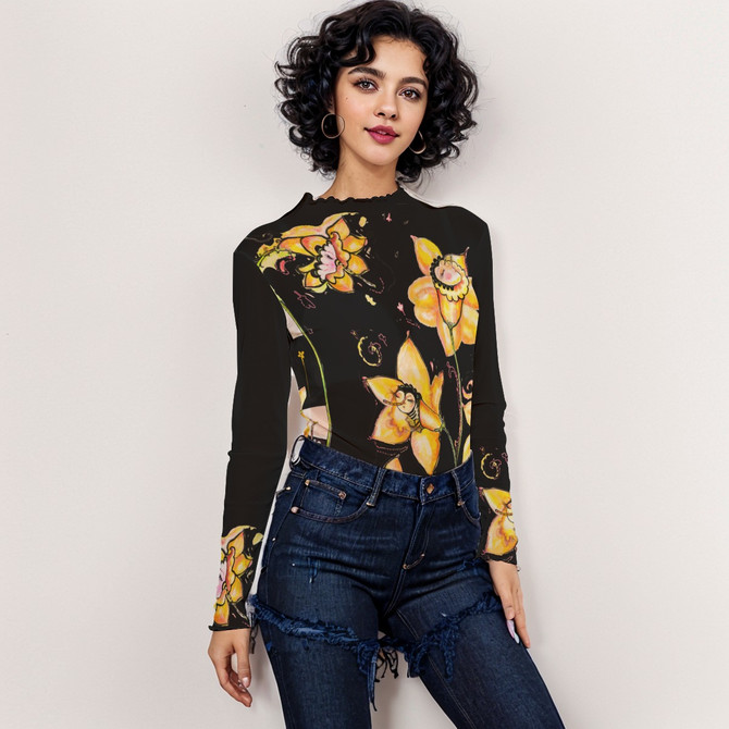 Daffodil long sleeve mesh top