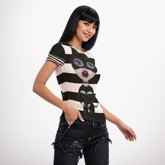 Cat Woman short sleeve mesh top