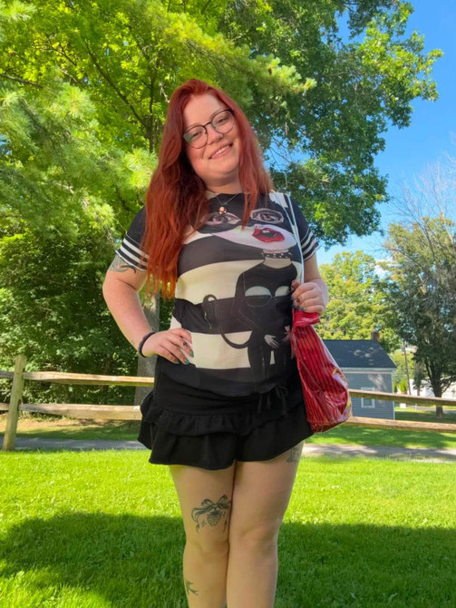 Cat Woman short sleeve mesh top