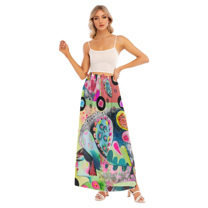 Glitter puff Chiffon Side Slit Skirt