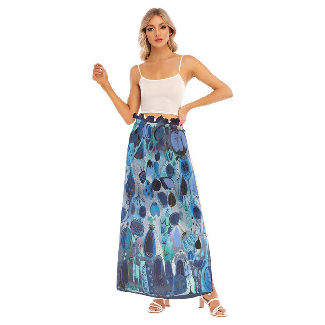 Blue Fizz Chiffon Side Slit Skirt