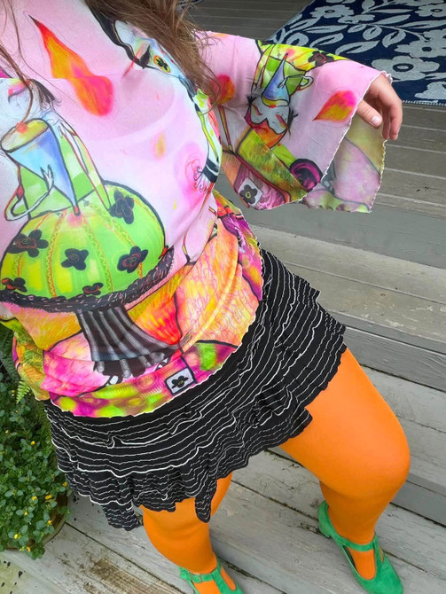 Matcha Bell bottom sleeve Mesh Top