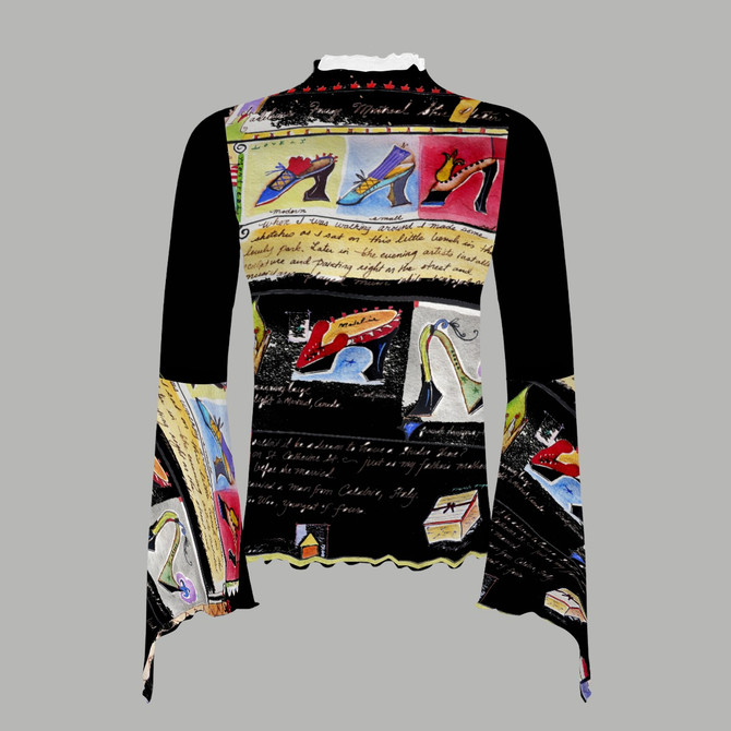 Shoe sketch Bellbottom Sleeve Mesh top