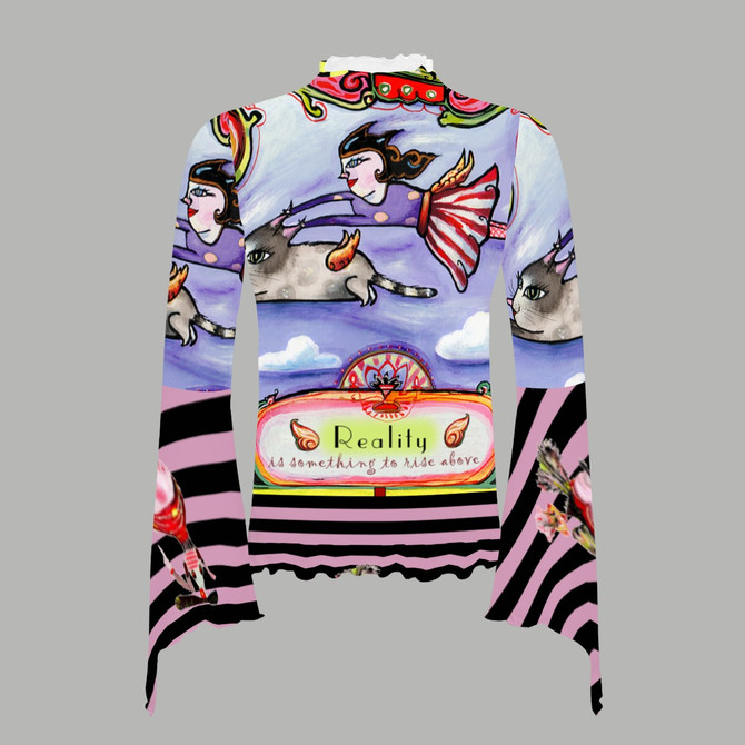 Reality Cat Bellbottom Mesh Top