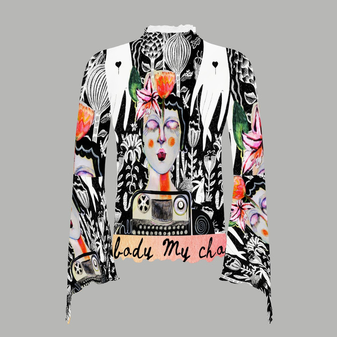 My body my choice bell sleeve mesh top