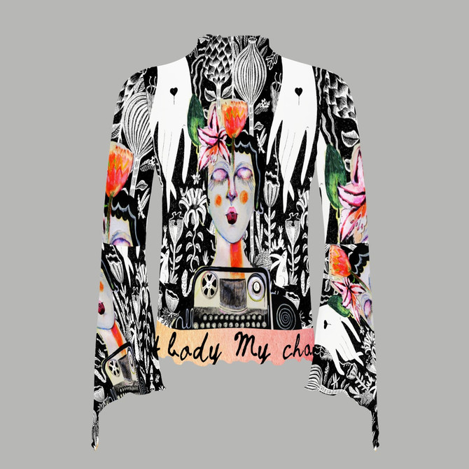 My body my choice bell sleeve mesh top