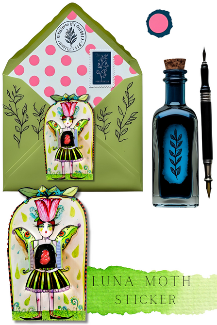 Luna Moth Fairy stickers 4 pack