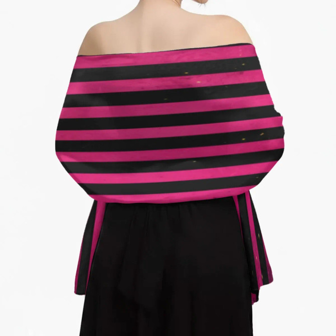 Black + magenta striped silky wrap