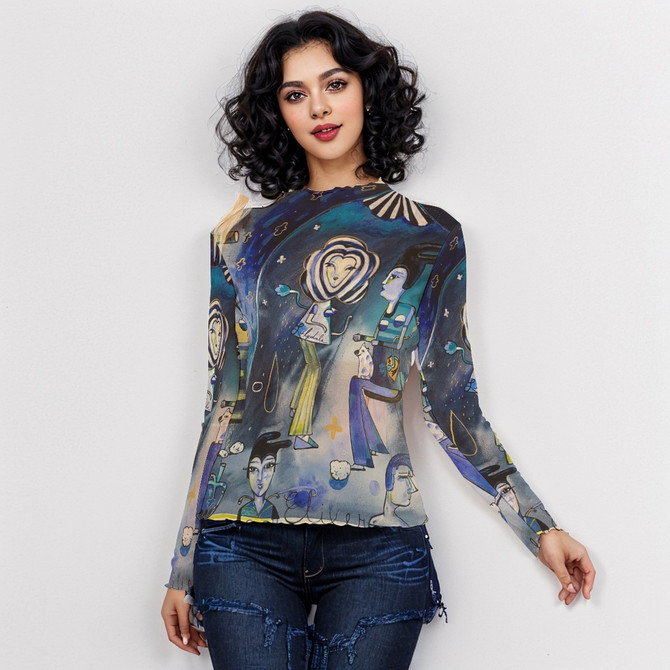 Scorpiomoon long sleeve mesh top