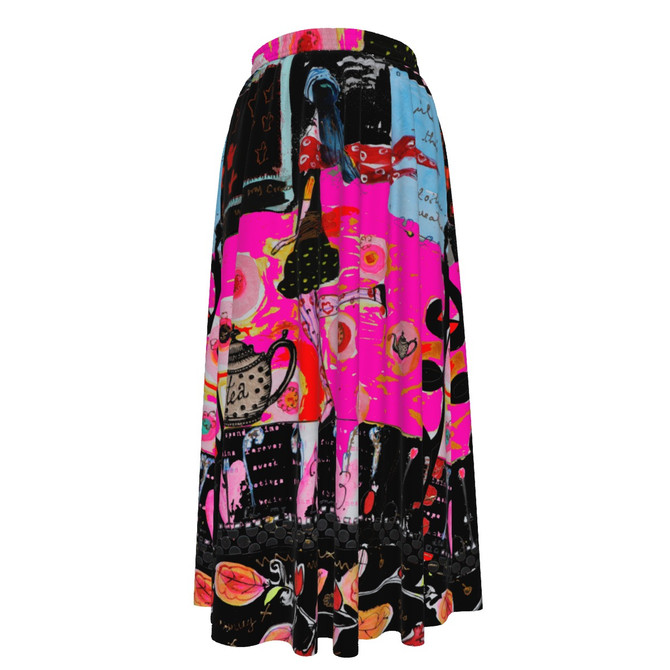 Red scarf girl maxi chiffon skirt