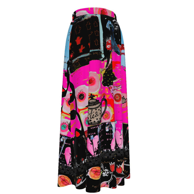 Red scarf girl maxi chiffon skirt