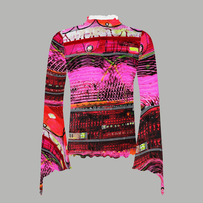 Bowie bell sleeve  mesh top