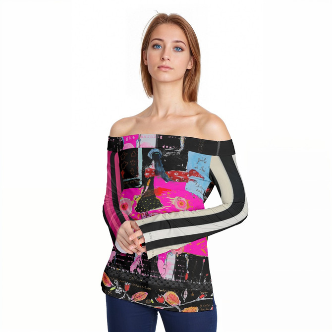 Magenta girl off shoulder top